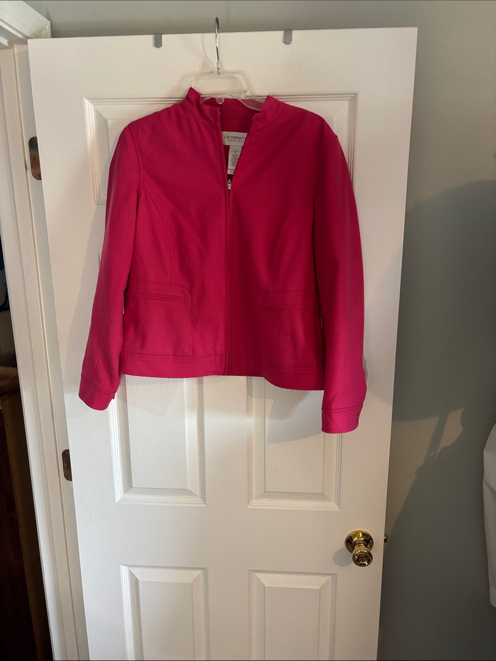 Liz Claiborne Bright Pink Zip-Front Blazer Medium Petite